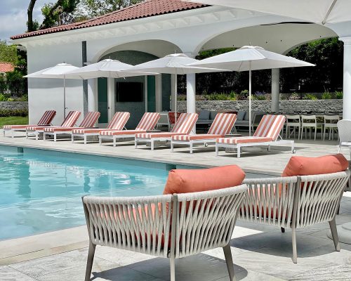 Luxury summer home designed by Valerie Betesh and furnished by Portside Luxury featuring pieces by Oasiq, Point 1920 & Tuuci.