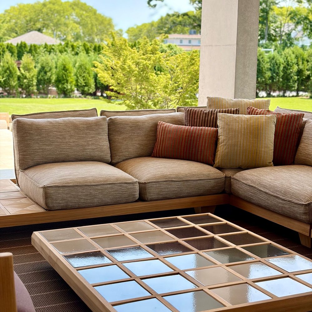 Terrace Sectional. A deep sectional and low table.